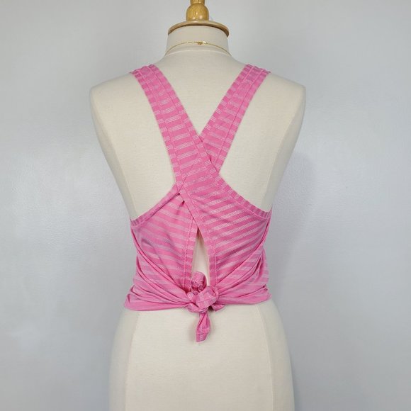 Zyia Nimbus Women's Pink Striped Split Back Tie Back Activewear Tank Top Size M - Picture 9 of 15